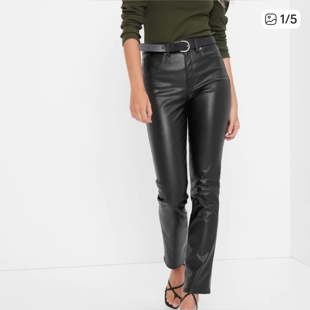 GAP Black faux leather Vintage Slim High Rise Women Jeans 6/28 inseam 27.5 crop